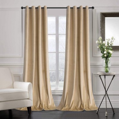 Set draperii din catifea cu inele albe, Madison, 150x250 cm, densitate 700 g/ml, Amber Gold, 2 buc foto