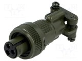 Conector circular mufă pe cablu PIN 3 mamă lipire AMPHENOL 13A