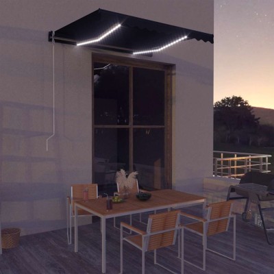 Copertină retractabilă manual cu LED, antracit, 300 x 250 cm foto