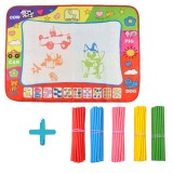 Covoras magic de desen cu apa pentru copii si 100 betisoare colorate din lemn, set educativ reutilizabil pentru invatare si joaca
