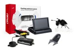 Kit senzori de parcare AMiO TFT02 4,3 inch cu camera HD-502-IR, 4 senzori albi, afisaj, asistent parcare cu activare automata la mersul inapoi