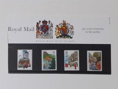 Timbre Anglia 1985 -350 Ani de Serviciu Pentru Public In Folie De Prezentare MNH foto