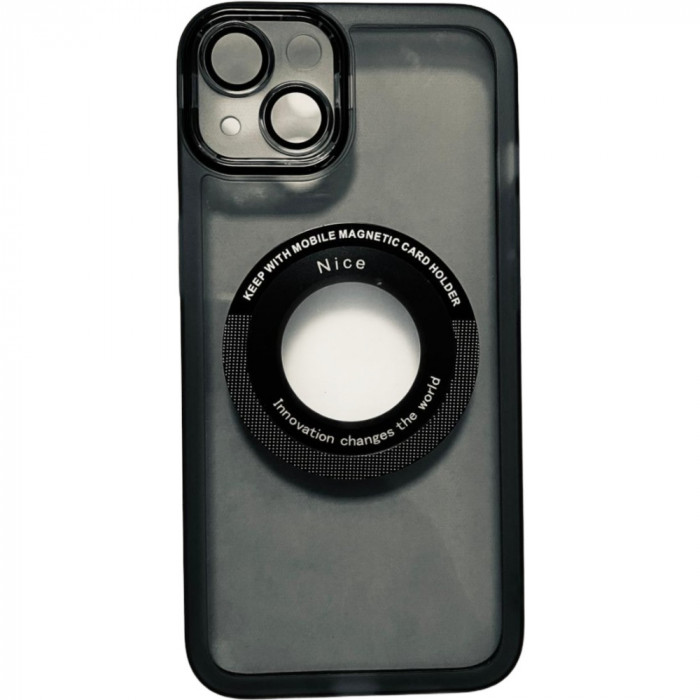 Husa protectie Flippy pentru Apple iPhone 14 Plus decupaj logo, magnetica, Protectie Camera, Negru