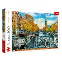 Puzzle Adul?i Trefl Amsterdam Pod cu Biciclete 500 Piese foto