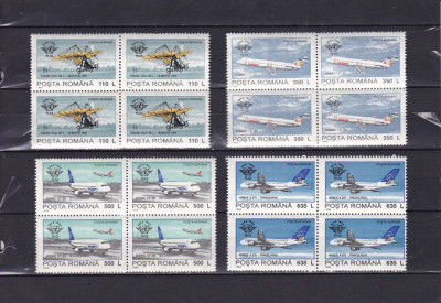 ROMANIA 1994 LP 1350 - 50 ANI AVIATIA CIVILA OACI BLOCURI DE 4 TIMBRE MNH foto