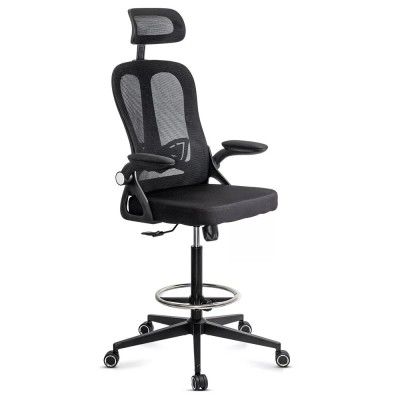 Scaun ergonomic de lucru negru din mesh cu suport picioare reglabil OFF 650 foto