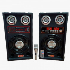 Set 2 boxe profesionale active, BLUETOOTH, RADIO, USB, Karaoke, Microfon + , Telecomanda Cadou foto