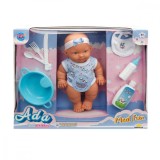 Set Papusa Bebelus Ada cu accesorii, Dollz n More, 23 cm, Albastru
