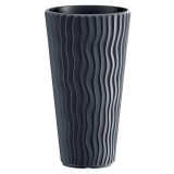 Ghiveci decorativ de flori, rotund, inalt, antracit, 11/37 L, 34.9x62 cm, Sandy Slim, Prosperplast GartenVIP DiyLine