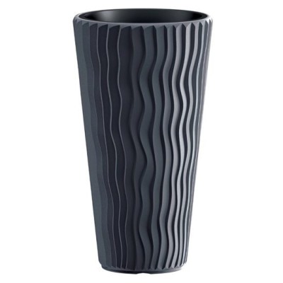 Ghiveci decorativ de flori, rotund, inalt, antracit, 11/37 L, 34.9x62 cm, Sandy Slim, Prosperplast foto