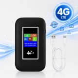 Modem WIFI de buzunar 4G LTE, ambrasmart, Negru, Cu baterie si sloturi de card, Conexiune multipla, Ecran LCD, Type C