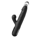 Vibrator Sonix Silicone Thruster, 10 Moduri Vibratii, 7 Moduri Impingere, Silicon, USB, Negru, 22 cm