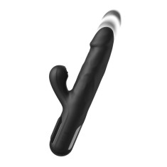 Vibrator Sonix Silicone Thruster, 10 Moduri Vibratii, 7 Moduri Impingere, Silicon, USB, Negru, 22 cm