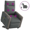VidaXL Fotoliu electric masaj rabatabil cu ridicare, gri &icirc;nchis textil