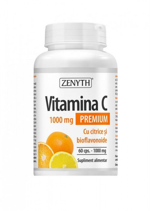 Vitamina C Premium 1000mg cu Citrice si Bioflavonoide 60cps Zenyth