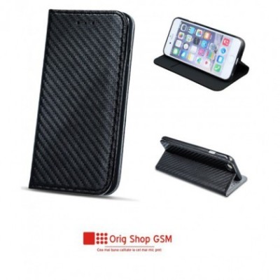 Husa Flip Carte CARBON Apple iPhone X Negru foto