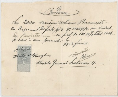 Romania, Borderou, 1912 foto