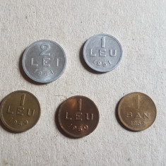F306- Lot 5 monede Romania Populara aliuminiu si alama.