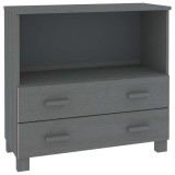 Cumpara ieftin Servanta &bdquo;HAMAR&rdquo;, gri inchis, 85x35x80 cm, lemn masiv pin