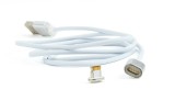 CABLU alimentare si date GEMBIRD, pt. smartphone, USB 2.0 (T) la Lightning (T) (conector magnetic), 1m, alb, &quot;CC-USB2-AMLMM-1M&quot; (timbru verde 0.08 lei