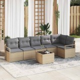 vidaXL Set de canapele pentru grădină 7 pcs Beige și gri deschis