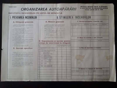 HST Afiș pe h&amp;acirc;rtie protecția muncii Rom&amp;acirc;nia comunistă foto