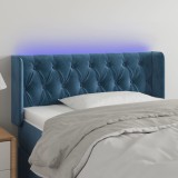 vidaXL Tăblie de pat cu LED, albastru &icirc;nchis, 93x16x78/88 cm, catifea
