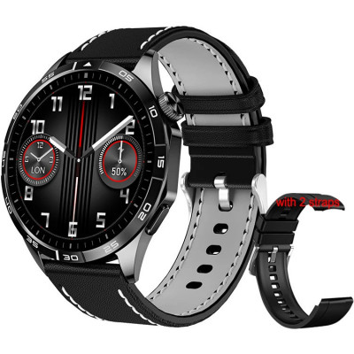 Smartwatch AMOLED, pt barbati, IP68, negru, functii multiple, 2 curele, 330mAH foto