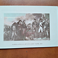 Napoleon Bonaparte in fata Madridului, reproducere tip carte postala, dupa un tablou de la Versailles
