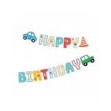 Banner Happy Birthday masini 250x17 cm