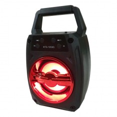 Boxa portabila KTS 5W, Bluetooth, AUX-in, Cititor USB, Radio FM, MicroSD, Lumini LED, Negru