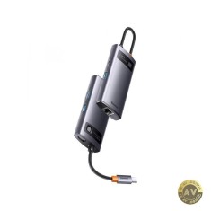 Hub USB-C Baseus Metal Gleam 3 x USB-A - 1 x RJ45 Gri WKWG070113