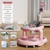 Scaun de masa pentru copii, muzica si luminicu roti, accesorii lavabile, maner, roz