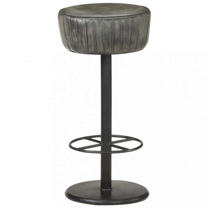 vidaXL Scaun de bar, gri &icirc;nvechit, piele naturală 321874