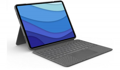 Husa cu tastatura Logitech Combo Touch pentru iPad Pro 12.9 (a 5-a generatie - 2021) Aspect QWERTZ german, Gri - SECOND foto