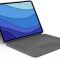 Husa cu tastatura Logitech Combo Touch iPad Pro 12.9 (generatia 5 2021), QWERTZ german, Gri - SECOND