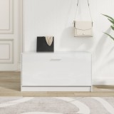 VidaXL Bancheta pantofar, alb extralucios, 80x24x45 cm, lemn compozit