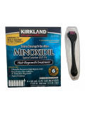 Minoxidil Kirkland 5% + Dermaroller, 6 luni aplicare, Tratament pentru barba si scalp 0.5 mm