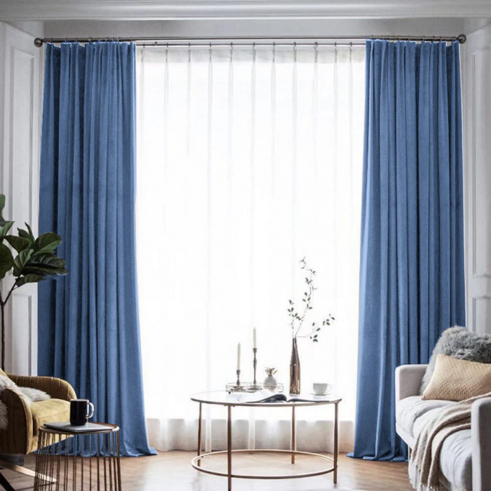 Draperie din catifea blackout cu rejansa din bumbac tip fagure, Madison, 200x215 cm, densitate 700 g/ml, Bismark, 1 buc
