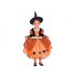 Costum Vrajitoare Dovleac pentru copii (3-4 ani) 92/104 cm rochie cu curea si palarie