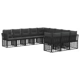 vidaXL Set de canapele de exterior 8 pcs Negru și Gri &icirc;nchis Poliester 3437585