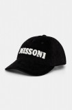 Missoni șapcă de baseball din catifea culoarea negru, cu imprimeu, BL00COD9811