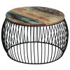 Măsuță cafea vidaXL lemn masiv reciclat, 68x37 cm, rotundă, stil vintage, maro