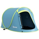 Cort camping, 2 persoane, impermeabil, cu husa, deschidere automata, albastru, 245x148x105 cm, ART