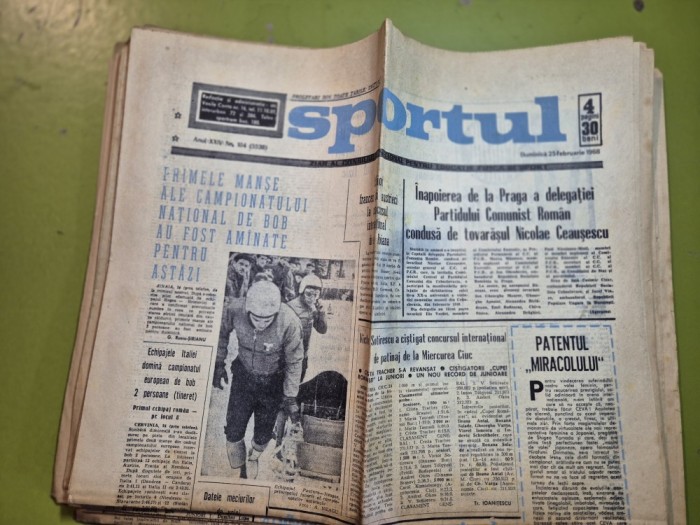 ziarul sportul 25 februarie 1968 - campionatul de bob de la sinaia,marian slavic