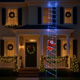 Decoratiune LED Mos Craciun pe scara luminoasa LED RGB, 3 m lungime, 8 efecte luminoase, timer