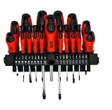 Cumpara ieftin Set Surubelnite 37 Piese cu Suport, V&acirc;rf Magnetic, Cr-V, Negru/Roșu - Cruce, Dreaptă, Precizie, Torx, Hex, Pozidriv