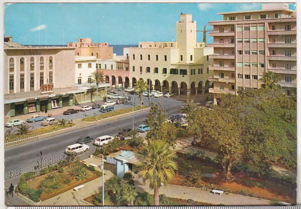 bnk cp Libia - Benghazi - Piata 9 August - circulata spre Romania 1975
