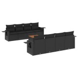 Cumpara ieftin Set mobilier de gradina cu perne, 9 piese, negru, poliratan