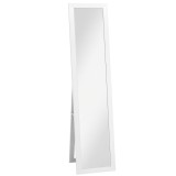 HOMCOM Oglindă cu Ramă din MDF, Picioare și C&acirc;rlige pentru Utilizare pe Podea sau pe Perete, 37x40x155 cm, Alb | Aosom Romania
